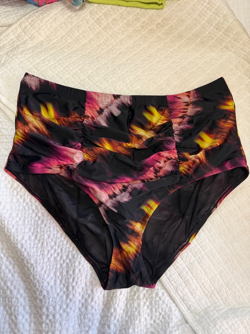 torrid Black High-Waist Bikini Bottom with Pink & Yellow Tie-Dye